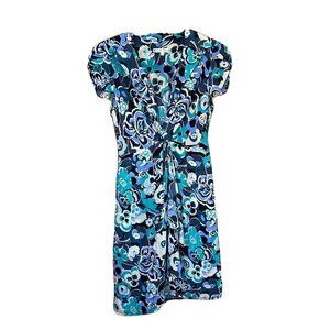 Nanette Lepore Womens Green &‎ Blue Floral Embroidered Sleeveless Dress 0 SILK